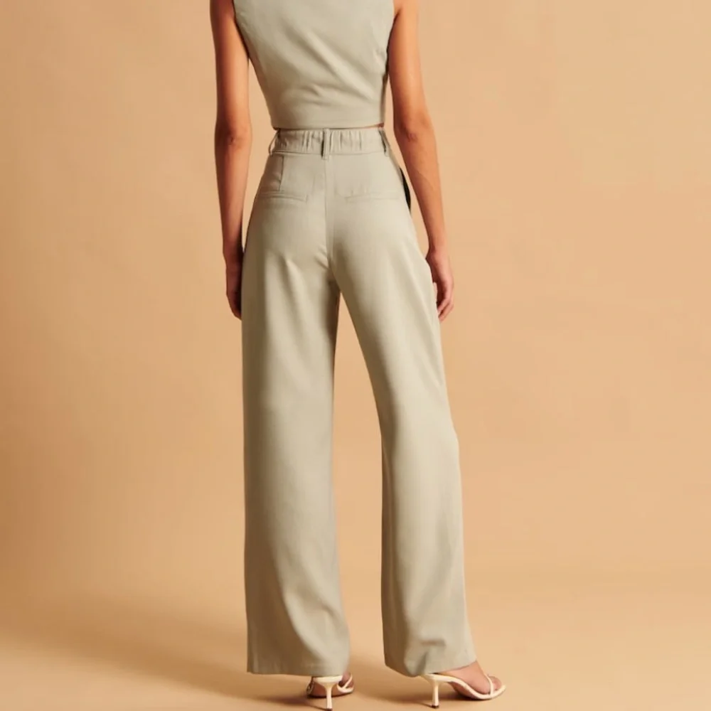 NWT❗️A&F Light Brown Tailored Wide Leg Pant - Picture 3 of 5